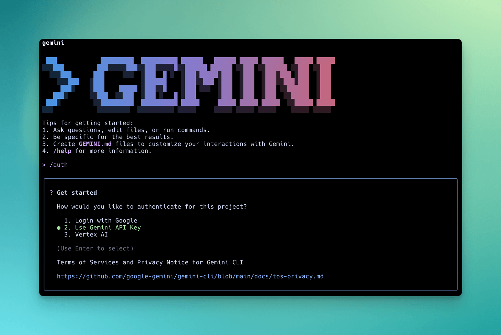Gemini CLI authentication