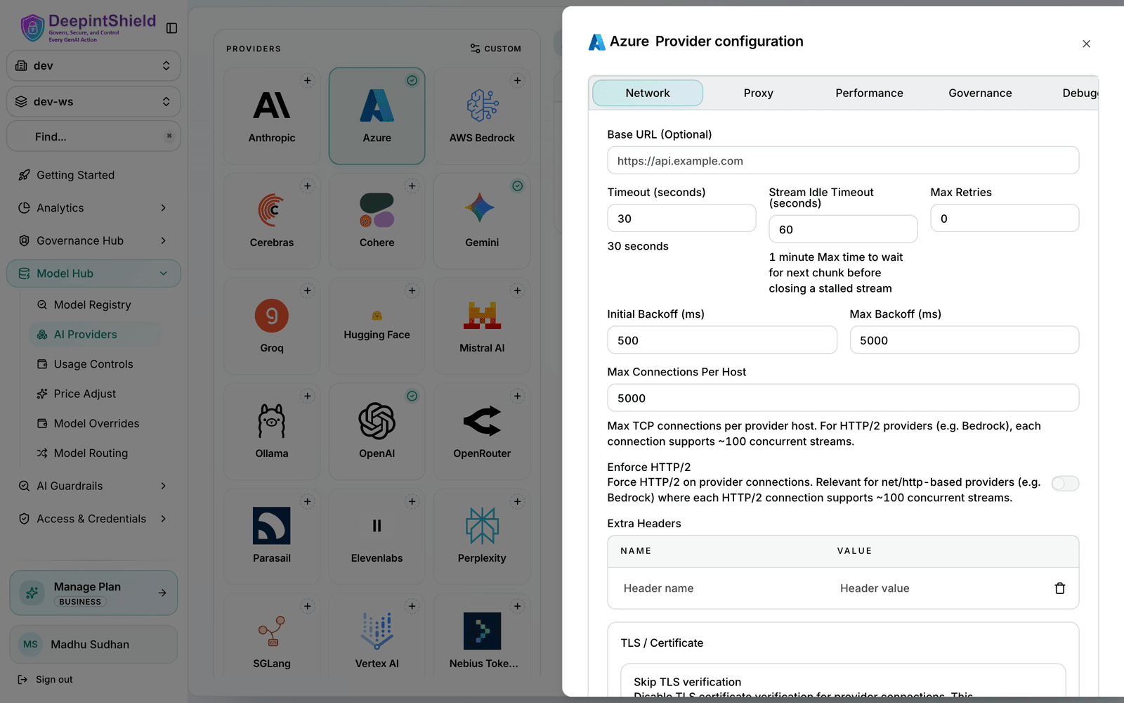 Azure Configuration Interface