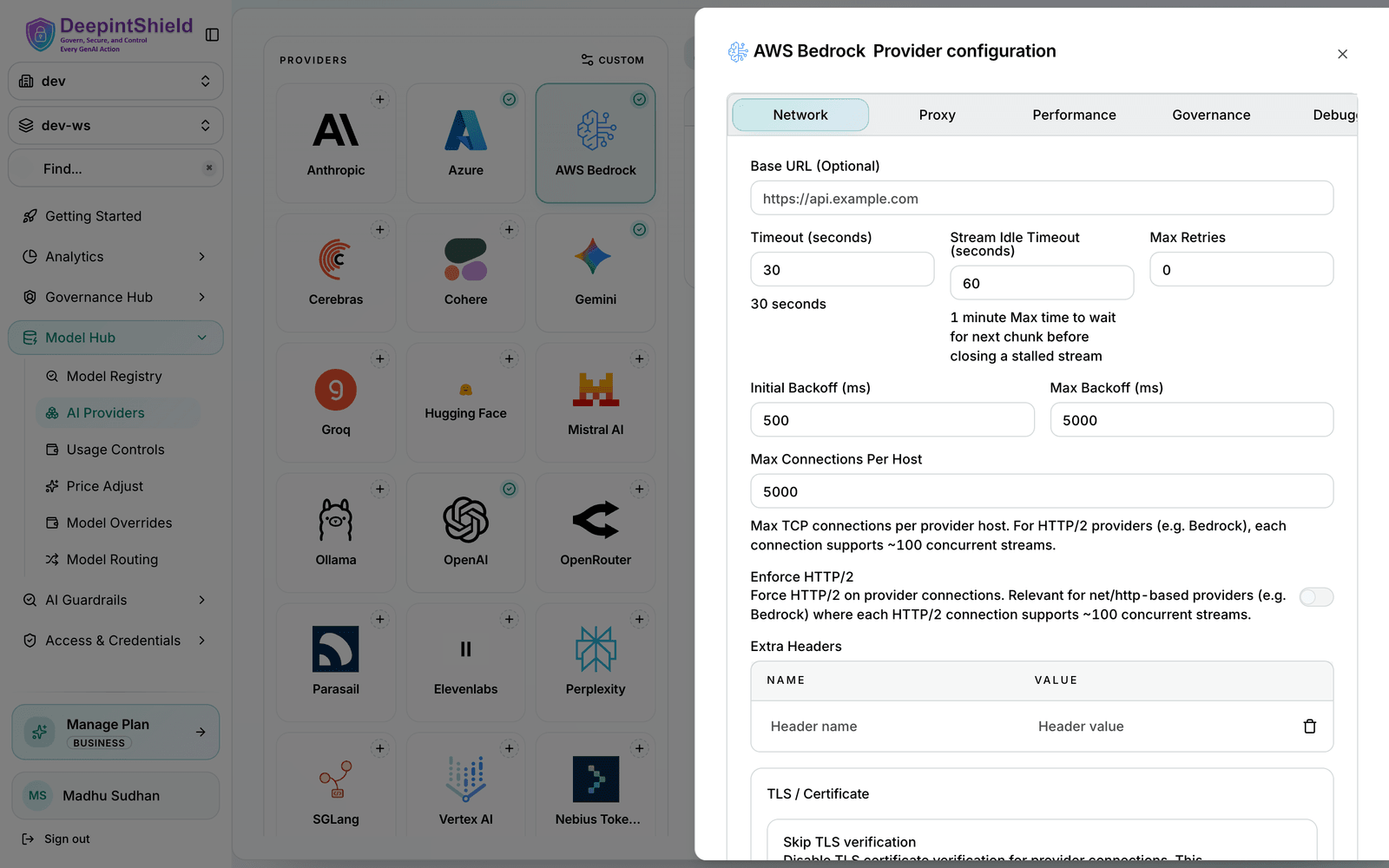 AWS Bedrock Configuration Interface