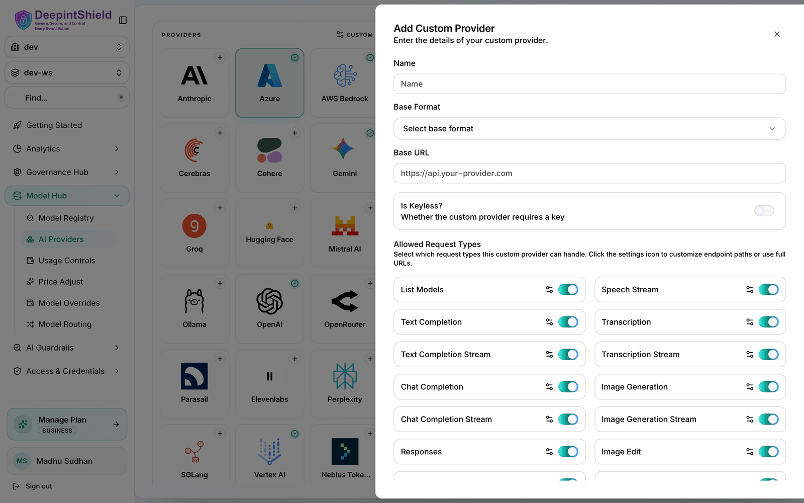 Provider Configuration Interface