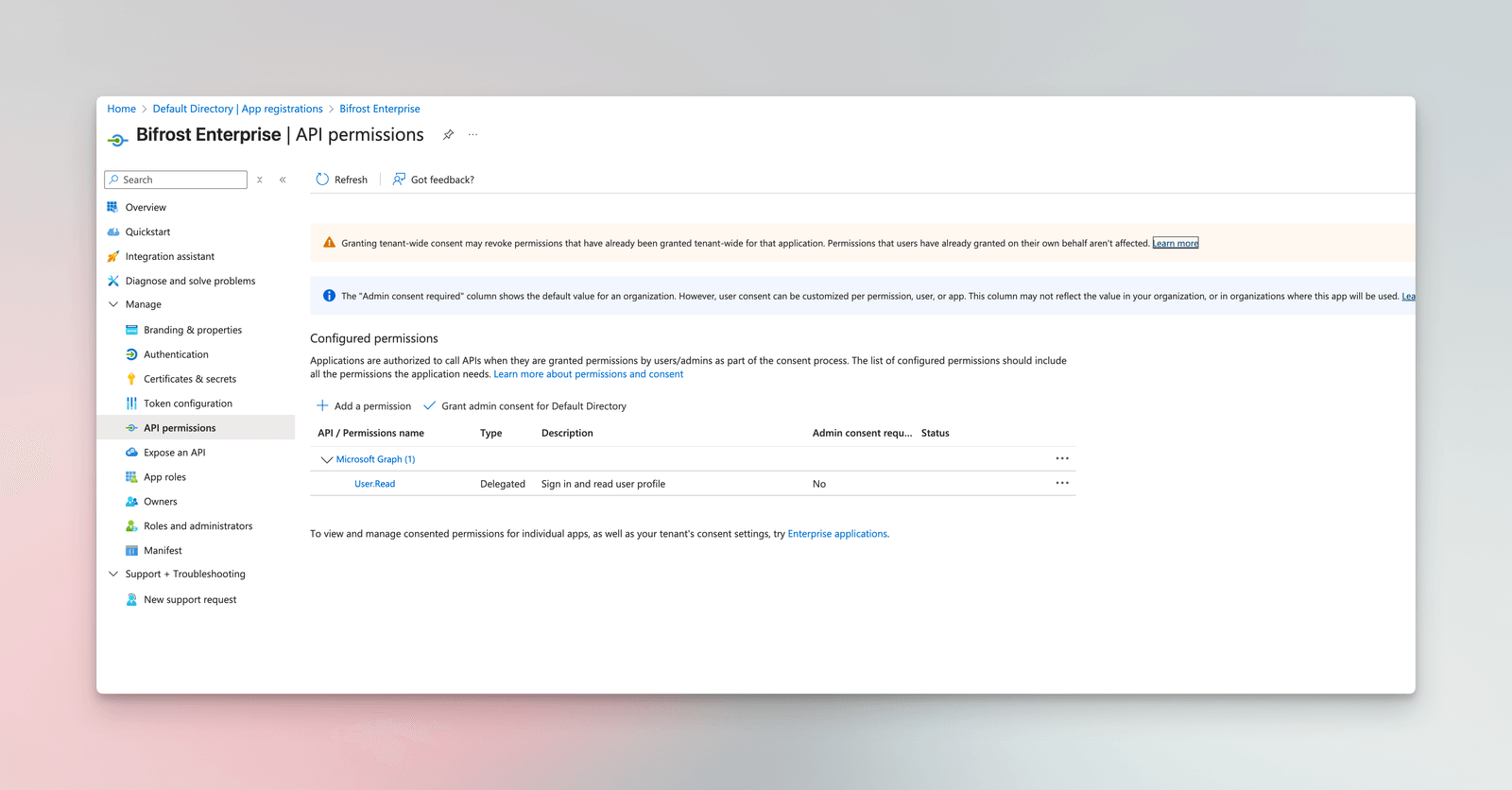 Entra Enterprise API Permissions