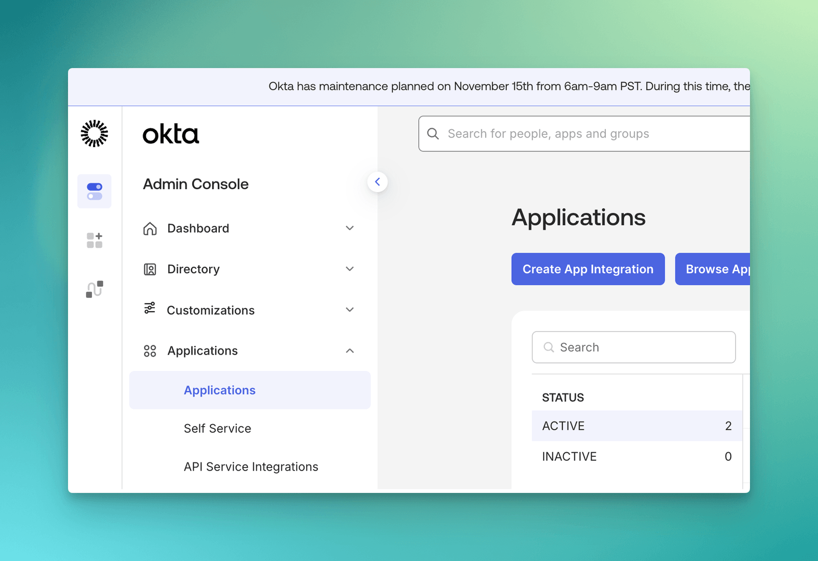 Okta Applications page