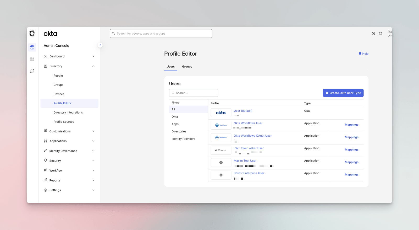 Okta Profile Editor